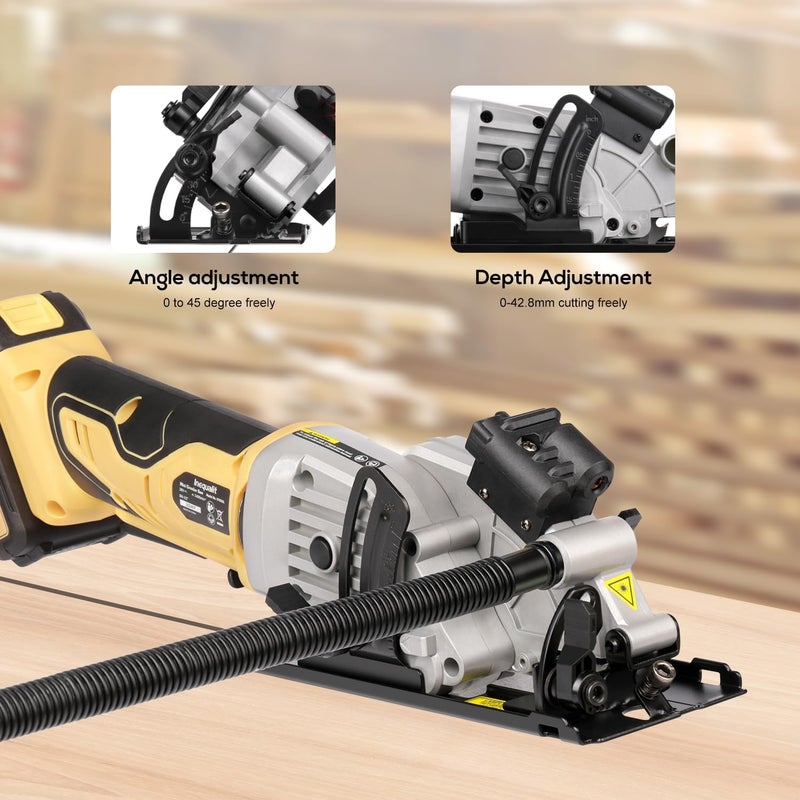 Inequalit Mini Circular Saw, 3400 RPM 4-1/2 Inch Cordless Circular Saw with Laser Guide, Rip Guides, 2 Blades (24T Wood + 60T Metal), Max Cutting Depth 1-11/16" (90°), 1-1/8" (45°)" - Image 4